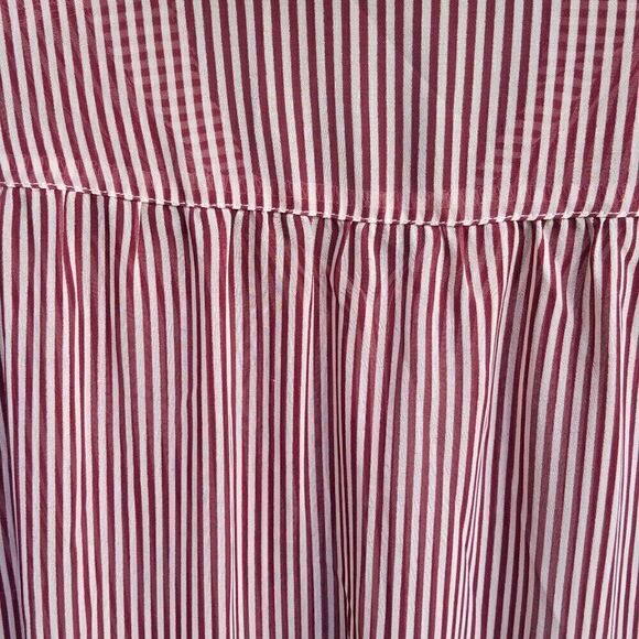 Modcloth Rust Tan Pinstripe Sheer Button Down Shirt Size Medium - Picture 5 of 10